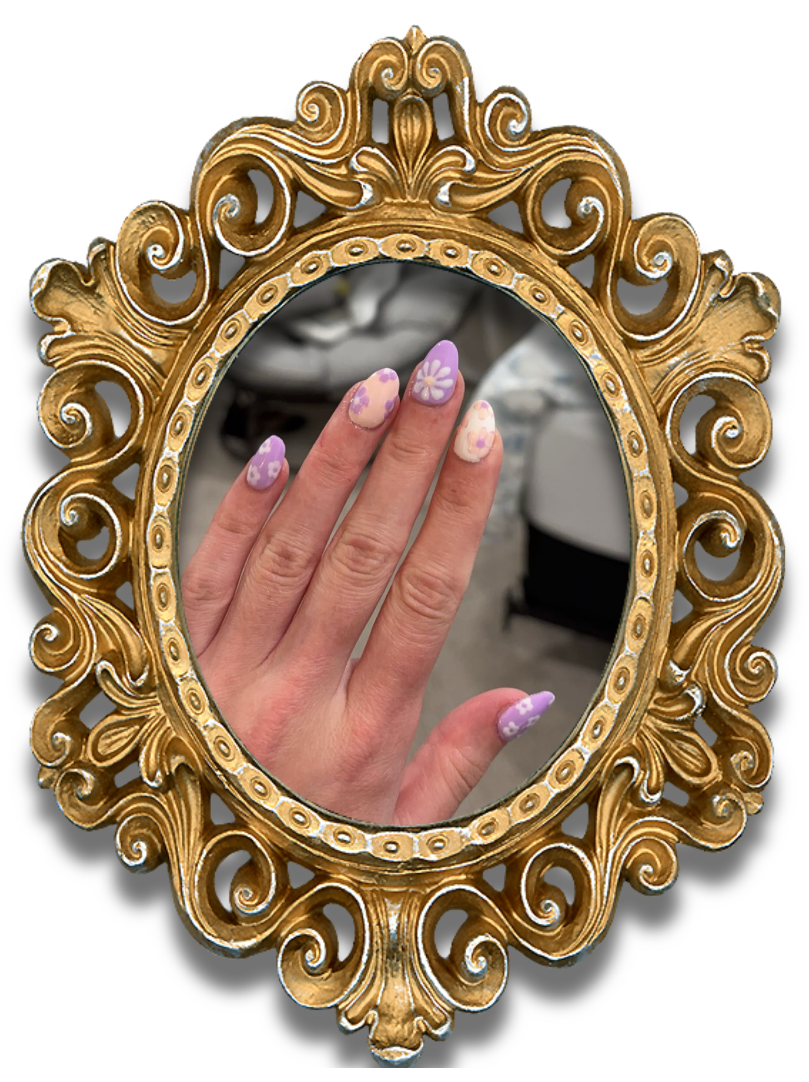 These purple flowery nails are my favorite I have done yet. The colors and patterns work together beautifully to give off a nice, spring feel.